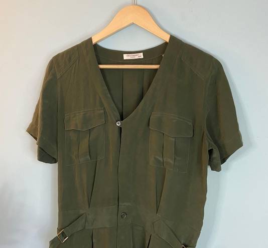 Equipment Femme Olive Green Oliver Utility Silk Mini Dress