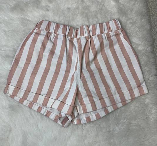 Forever 21 Pink And White Striped Pull On Shorts