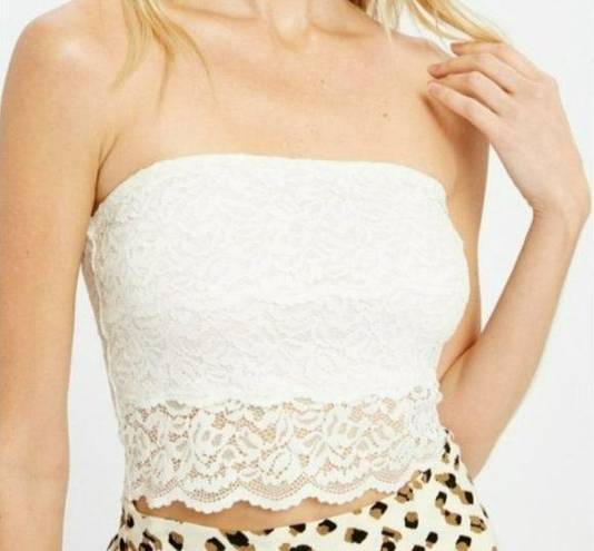 Wishlist  Lace Strapless Bandeau Top Ivory White Size Medium NWT