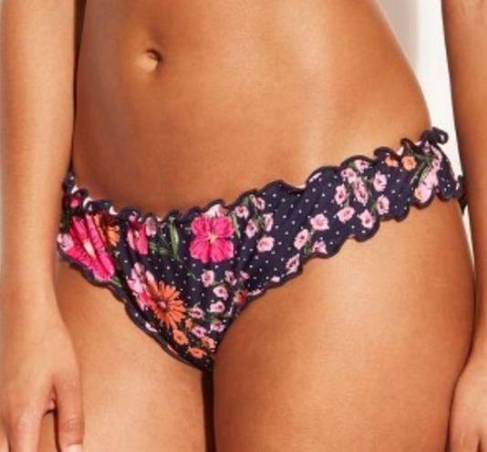 Shade & Shore Women's Ruffle Cheeky Bikini Bottom - ™ Navy Floral M