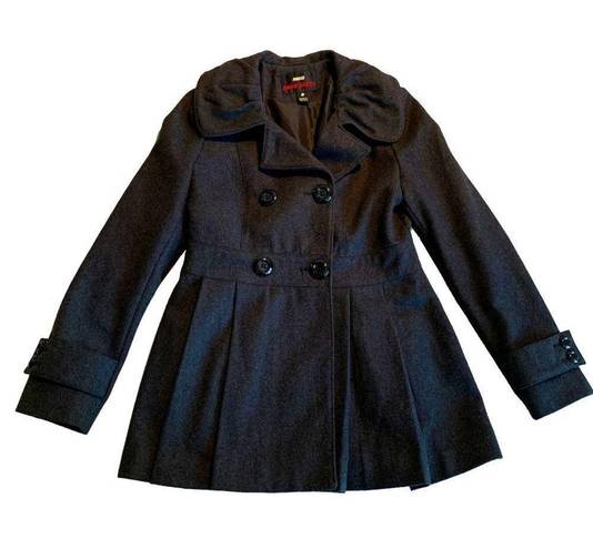 Miss Sixty  Women’s Wool Double Breasted Dark Gray Pleated Pea Coat Size Small