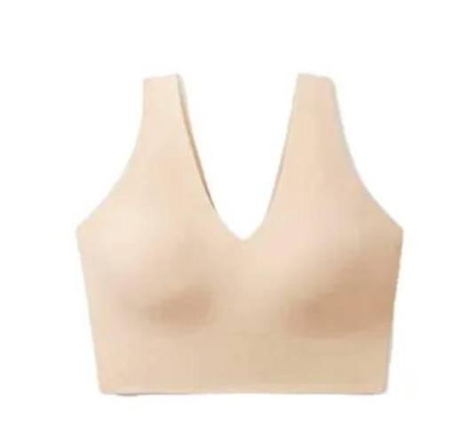 True & Co. Bra True Everybody V Neck Small Nude Beige Padded Wireless Bras