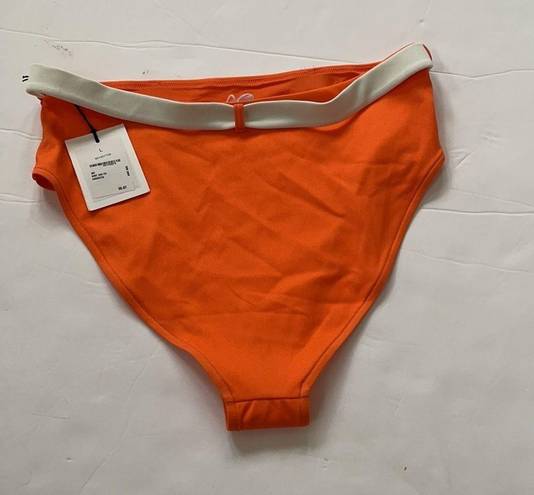 ONIA  Orange white high rise Bea belted bikini bottoms Large NWT