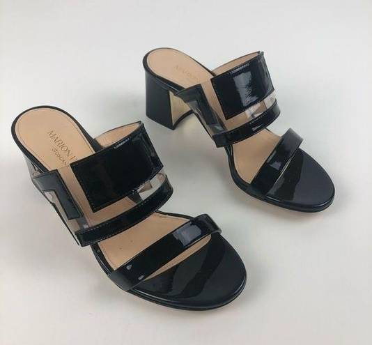 PARKE Marion  Bailey Geometric PVC Slide Sandal Block Heel 36 Black $596 in box