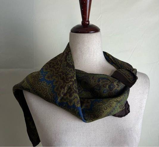 Vintage Square Scarf Brown Green Dark Floral Paisley Boho Fairy Grunge 26x26