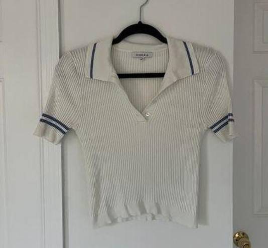 Polo Hooked Up Preppy White Collared Cropped  Top