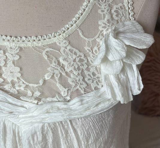 Edge Romantic Lace Sheer Top Tank Off White Cream Shirt Womens Small