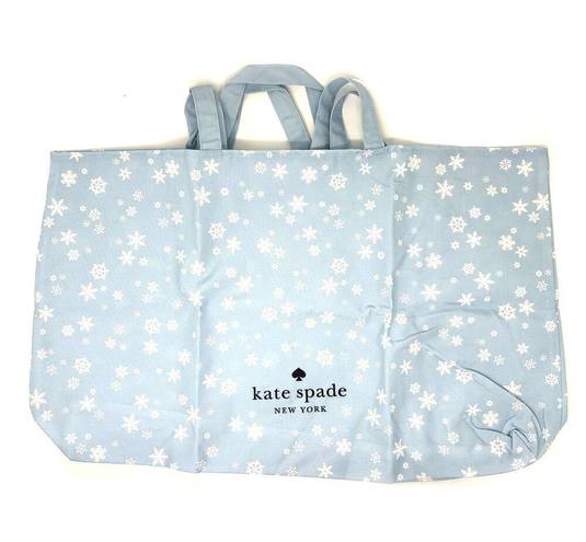 Kate Spade  Large Reusable Foldable Blue Snowflake Canvas Tote Bag SNWFLTOTE