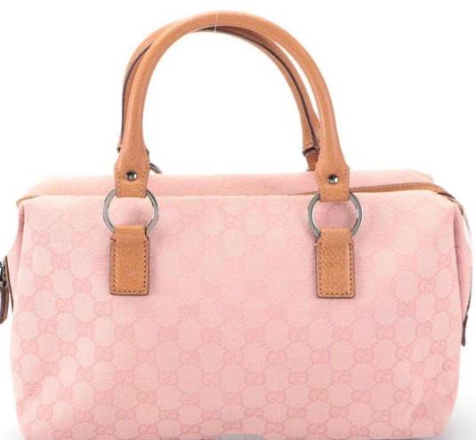 Gucci Pink GG Canvas And Leather Trim Handbag Vintage