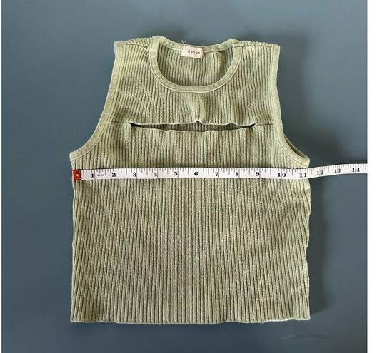 Debut  womens crop top green size S ribbed tank high neck cut out