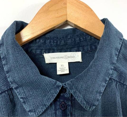 Treasure & Bond  Crepe Blue Button Up