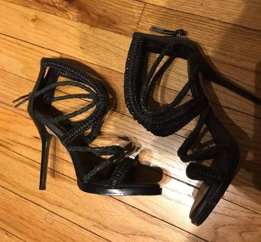 L.A.M.B. Gwen Stefani Rope Woven Sandals Rave Stilettos Pumps Sz 6