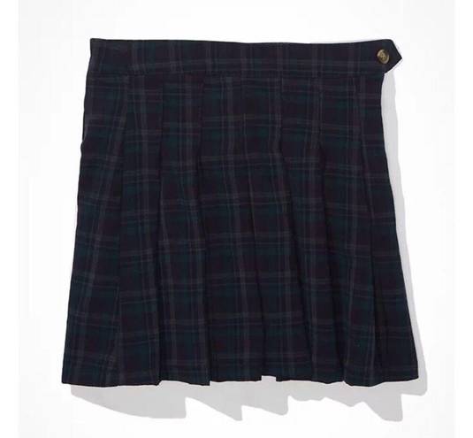 American Eagle AE Plaid Pleated Skirt BLUE SIZE 14 HIGHEST RISE NWT