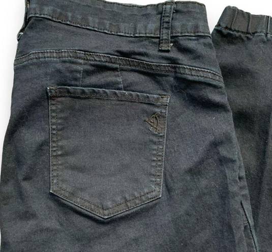 Vip Jeans  Moto Style Black Denim Elastic Ankle Patch Pocket High Rise Plus 18