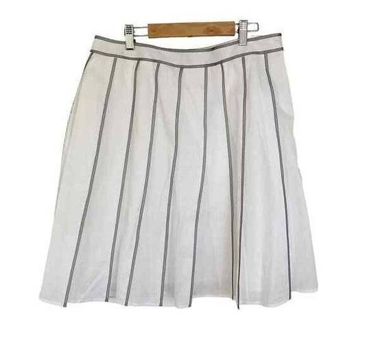 Talbots  Women's 14 Petite White Black Striped Pleated Cotton Skirt NWT 14P