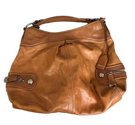 DKNY  Brown Leather Hobo Shoulder Bag.