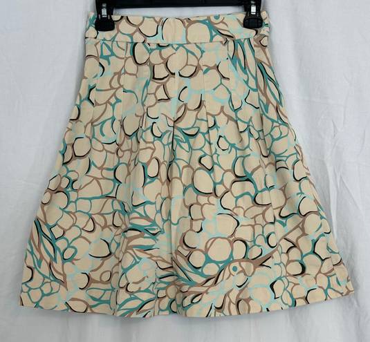 Lilly Pulitzer Bird Print Skirt Drop Waist Pleats Khaki and Blue Size 8