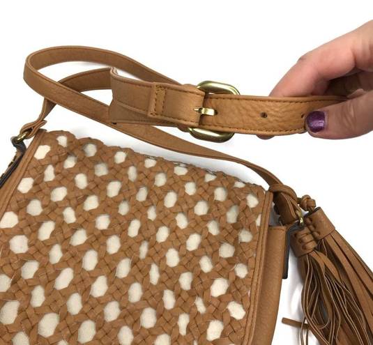 Big Buddha  | Brown Braided Overlay Crossbody Bag