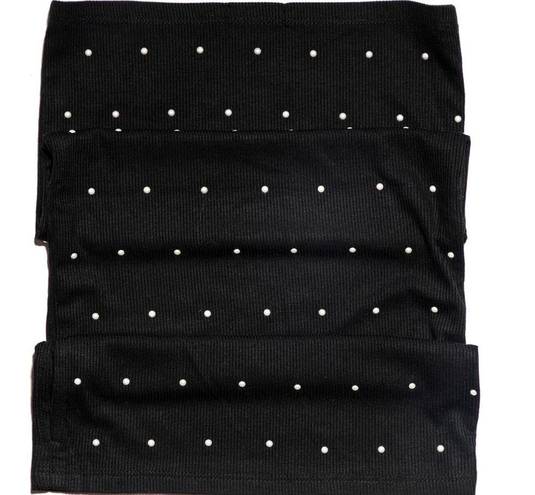 Lele Sadoughi  Jet Black Pearl Embellished Gaiter Face Mask NEW