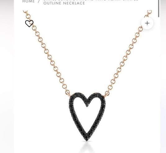 Black Diamond Stephanie Gottlieb (SG Fine)  heart necklace on 14k rose gold chain