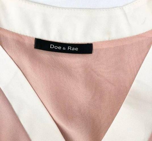 Doe & Rae New  Color Block Side Snap Dress Sleeveless V-Neck Shift Pink Black