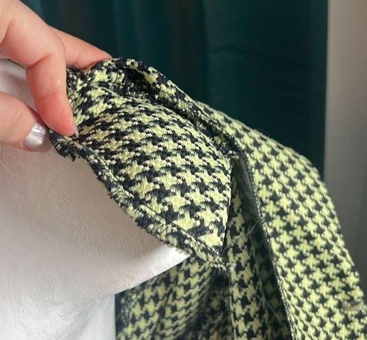 Houndstooth  blazer with neon yellow