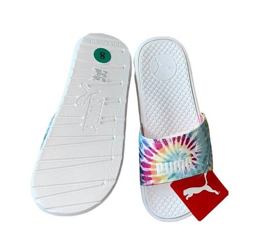 Puma NWT  COOL CAT SPORT  TIE DYE WHITE SLIP ON SLIDES SANDALS SZ-8