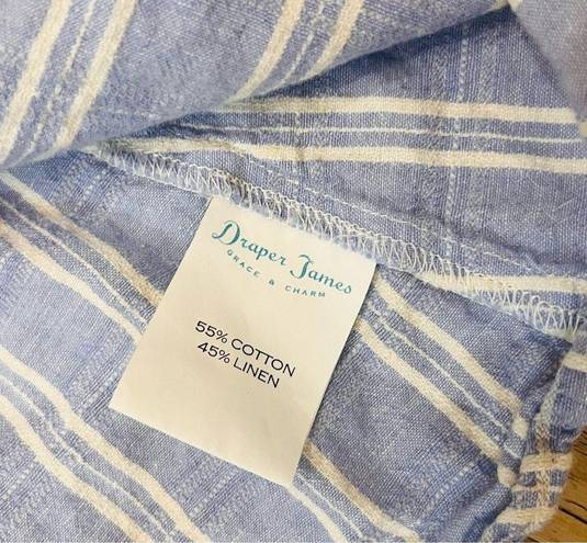 Draper James  Dress Blue Plaid Button Down Linen Blend Cottagecore size 2