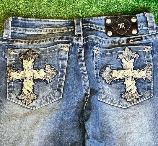 Miss Me  Light Wash Cross Embellished Distressed Bootcut Jeans