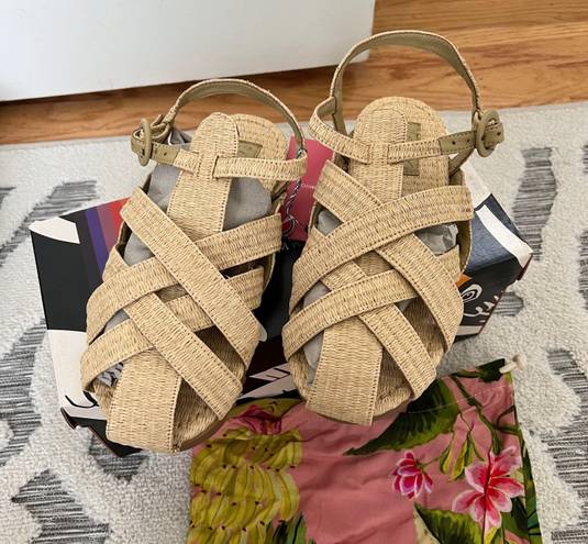 Farm Rio Raffia Zigzag Sandal in Raffia Tan Beige Size 10 NWT