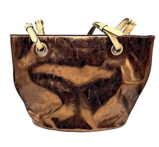 Michael Kors MICHAEL copper patent leather tote bag ...