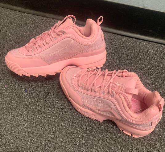 Womens Fila Disruptor 2 Premium Jacquard Athletic Shoe - Pink Floral