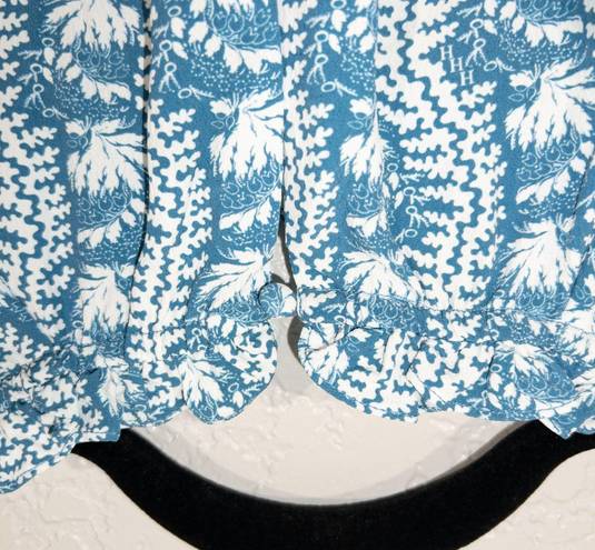 Hill House NWT  Blue Linear Floral Poly Crepe The Millie Top Size XL