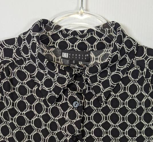 Carole Little  Vintage 90's Y2K Pullover Polo Shirt Dress Geometric Print Blk Wht