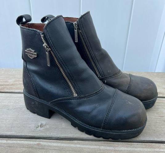 Harley Davidson Y2K  Amherst Side Zip Moto Boots Size 9