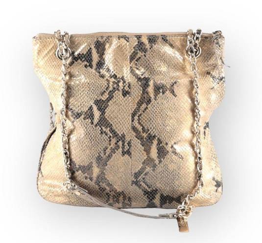 DKNY  ᪥ Crossbody Leather Convertible Bag ᪥ Double Chain ᪥ Metallic Python Print