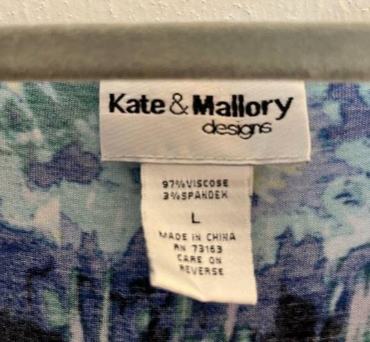 Kate & Mallory  Designs Dress Ikat Pattern Sleeveless V Neck Braid Waist Sz L GUC