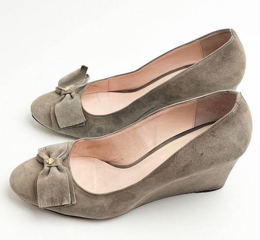 Kate Spade  New York Whitlee Portabella Suede Leather Bow Wedges, Size 10