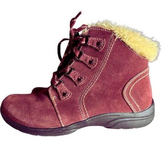 Earth Origins  Crowley Womens Suede Lace Up Ankle Booties l size 10 Burgundy