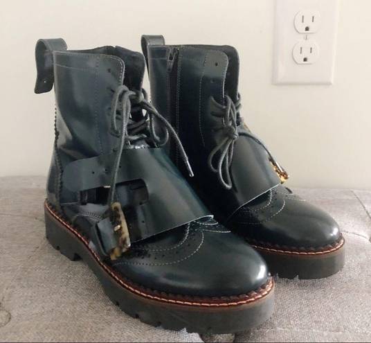 Scotch & Soda  Olivine Leather Brogue Biker Combat Boots