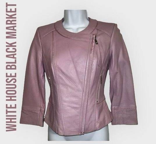 White House | Black Market  Light Lilac Leather Moto Jacket NWOT Size XXS