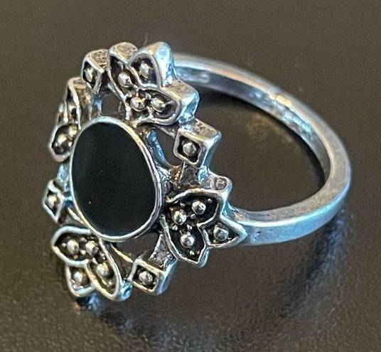 Onyx Vintage black  S925 silver ring size 7