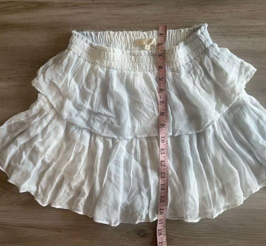 Love Shack Fancy  S White Tiered Cottage Core Mini Skirt