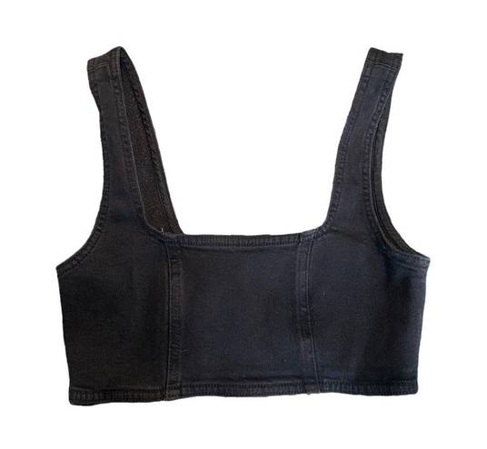 Good American  Black Denim Light Compression Bra | Size 1