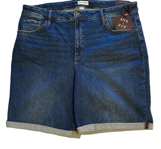 Ava & Viv NWT ~  Dark Wash Denim Blue Jean High Rise Shorts ~ Women's Plus 22W