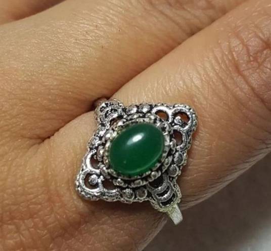 Onyx Green  Ethnic Sterling Silver Gemstone Ring No Stamp Ring size - 6.75