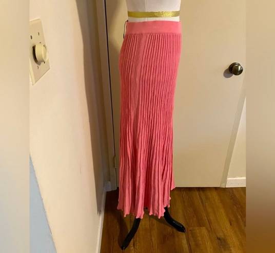 Lucy Paris New  Ellery Knit Pleated Skirt Pink Sz S