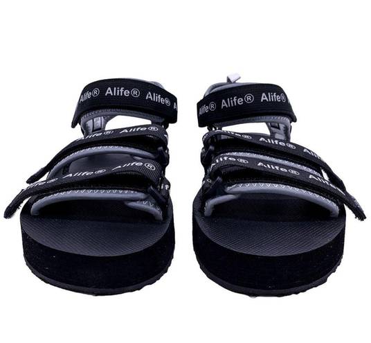 ma*rs Alife Reflective Logo Dad Sandal  Black Gray Unisex Size Women's 7.5 Men's 6