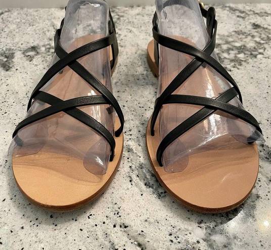 Salvatore Ferragamo Sandals Flat Strappy Leather Black Size 8