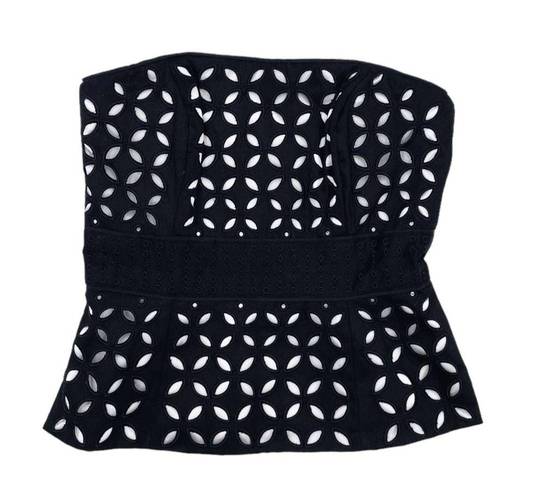 White House | Black Market  Black & White Eyelet Bustier Corset Tube Top Size 00